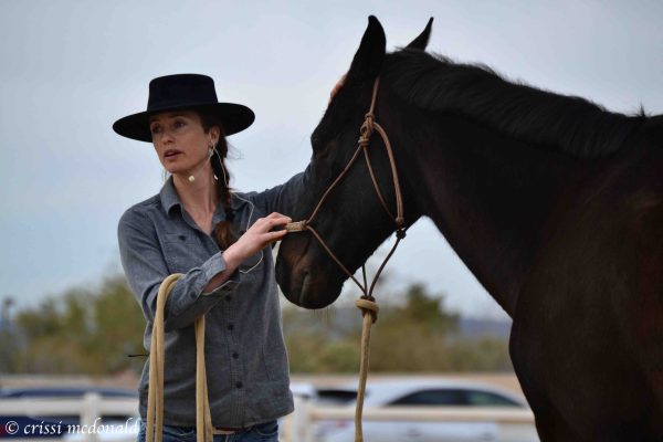 Gretchen Deane demonstrating with a horse
