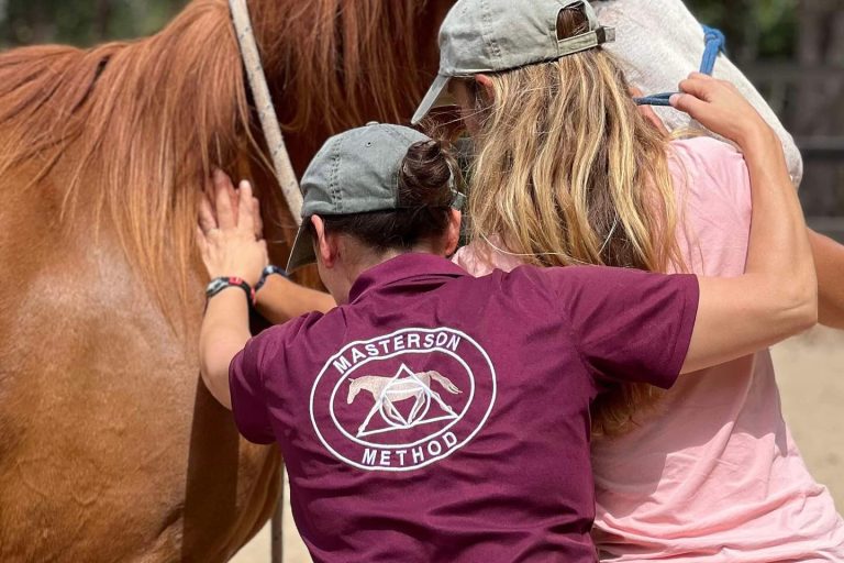 Instructor teaching a student how to do a Masterson Method technique with hands-on assistance.