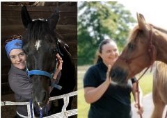 Amy Kerrigan and Emma Jones demo 2 women with their horses for a demo ad.