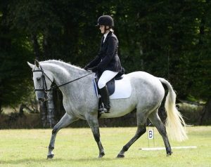 A woman riding a horse.