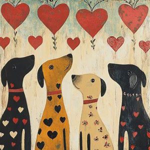 valentines day dogs with hearts